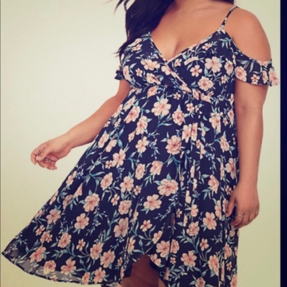 Torrid Cold Shoulder Chiffon Wrap Dress